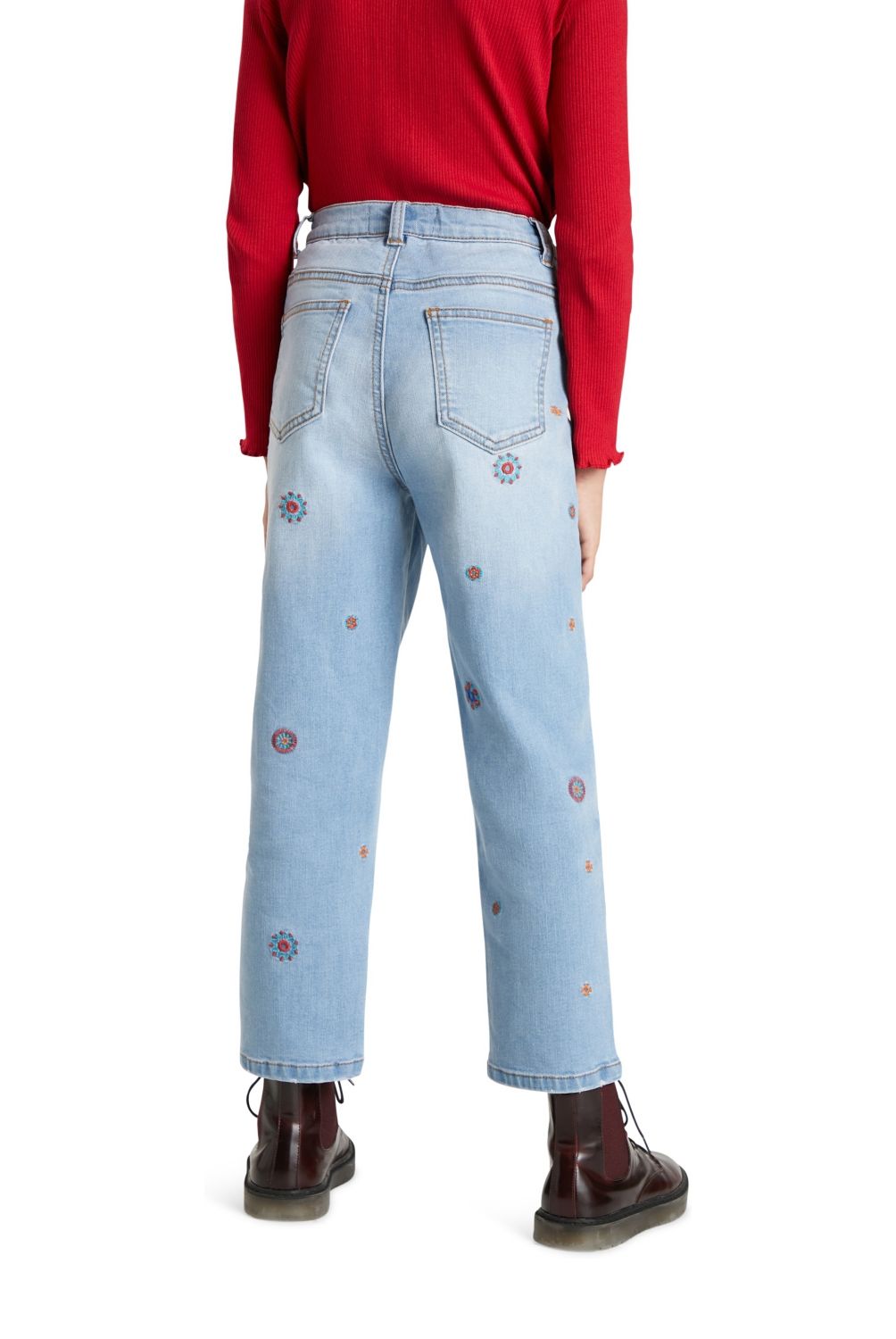 DESIGUAL - Jeans Vaquero Mom Fit Bordado Niña Desigual