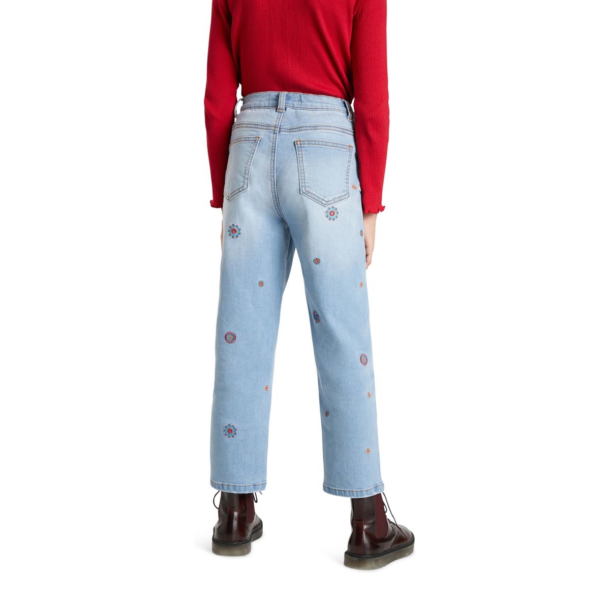 DESIGUAL - Jeans Vaquero Mom Fit Bordado Niña Desigual