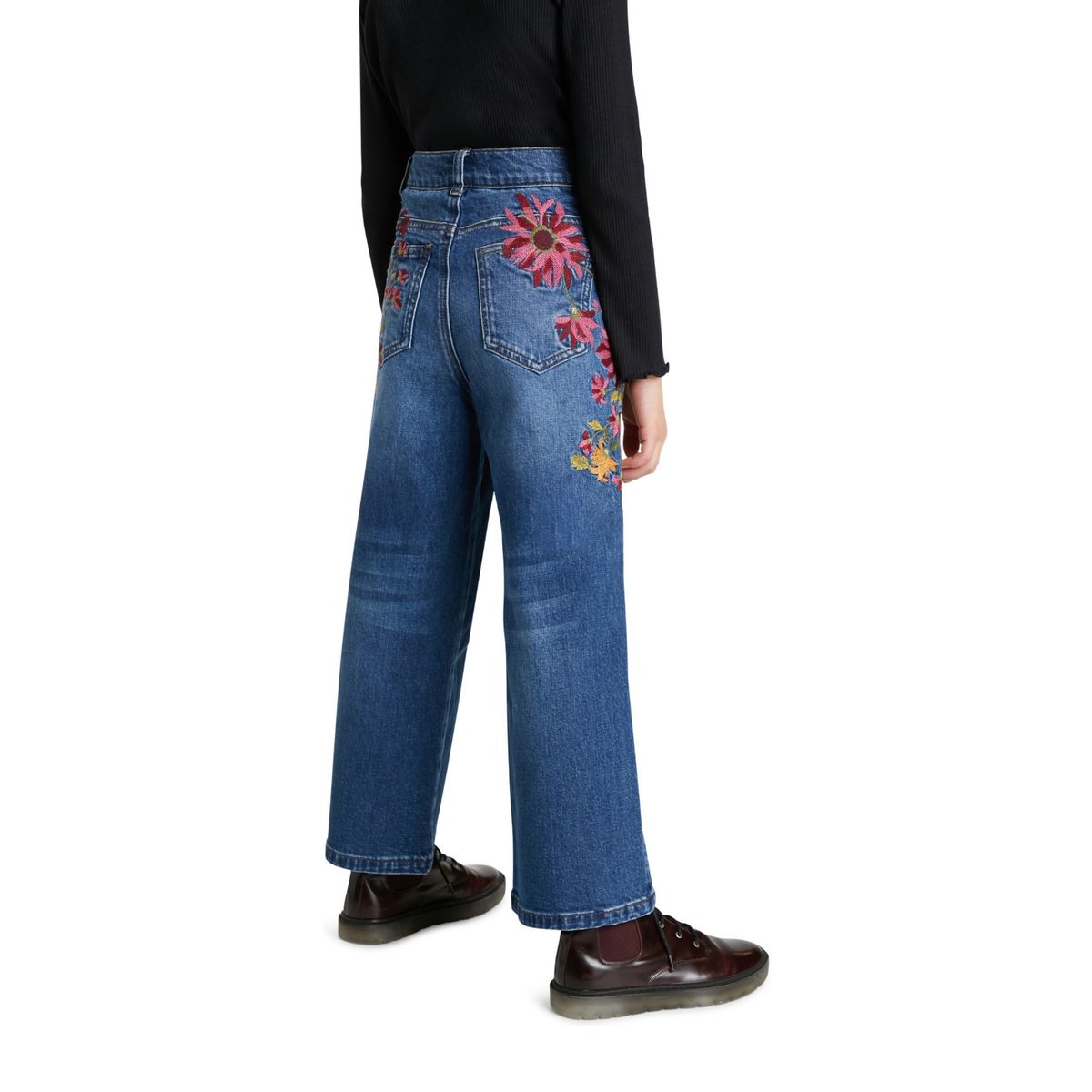 DESIGUAL - Jeans Vaquero Wide Leg Bordado Niña Desigual