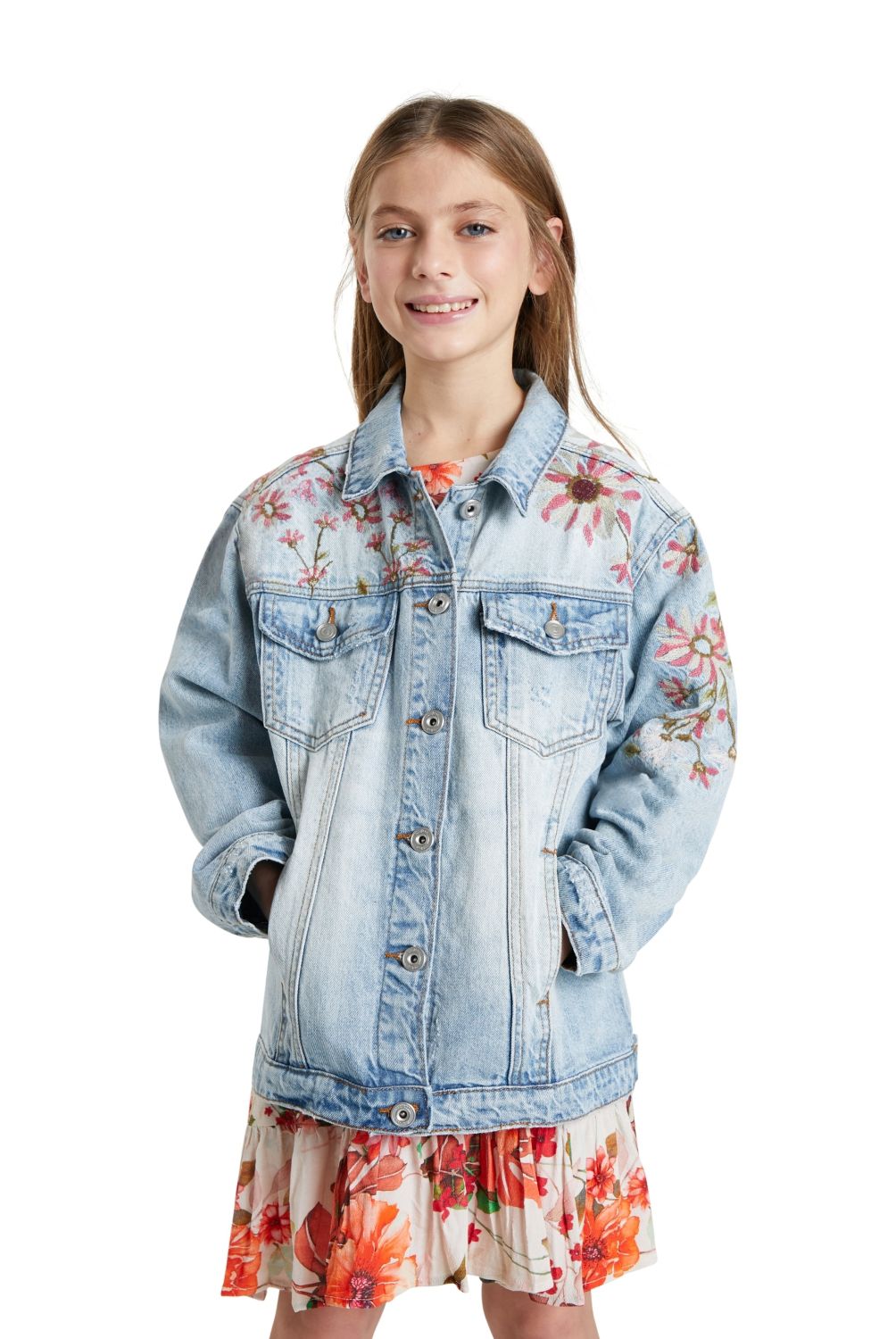 DESIGUAL - Chaqueta Vaquera Oversize Bordada Niña Desigual