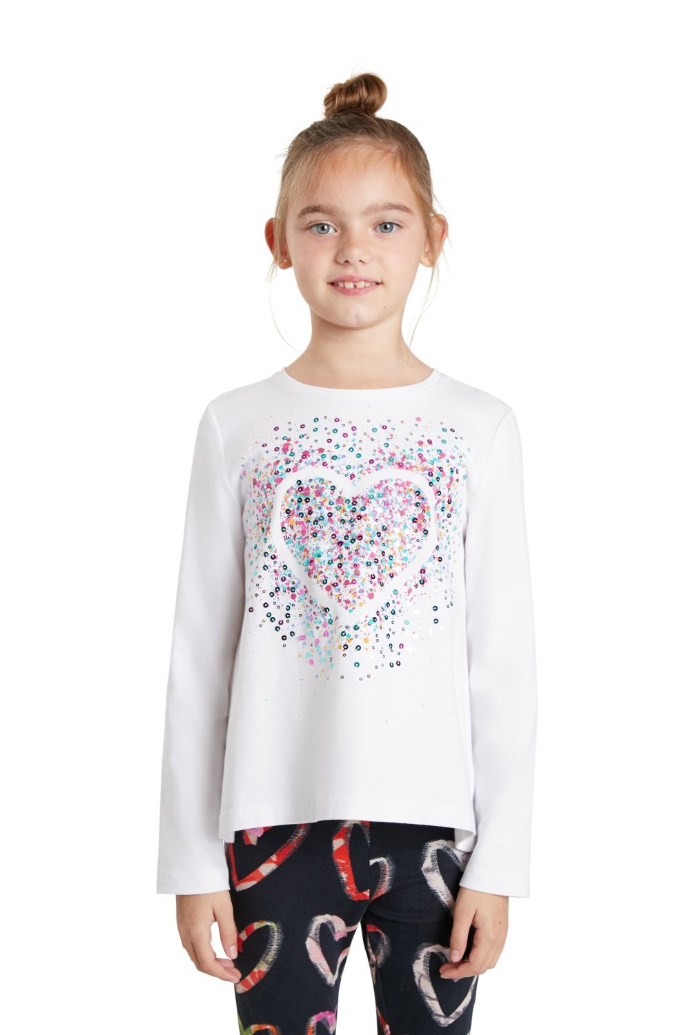 DESIGUAL - Polera Corazón Lentejuelas Niña Desigual