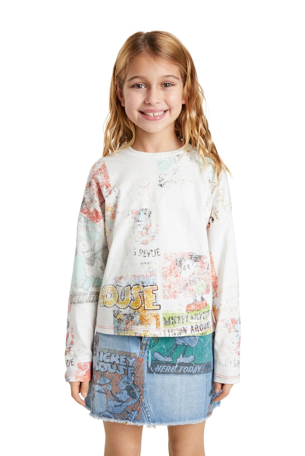 DESIGUAL - Polera Manga Larga Mickey Mouse Niña Desigual