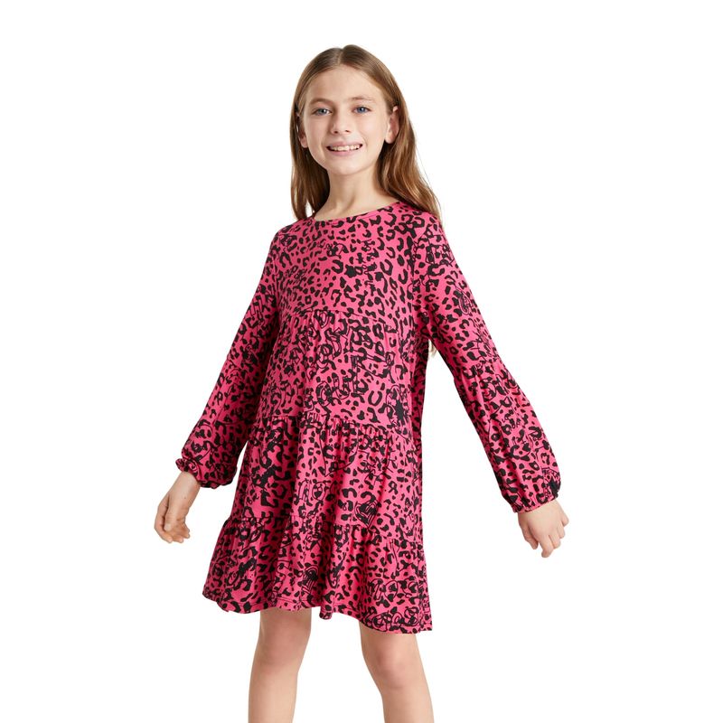 Desigual - Desigual Vestido Trapecio Leopardo Niña
