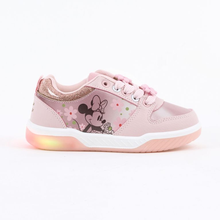 Zapatilla Luces Niña Minnie Glitter Rosado