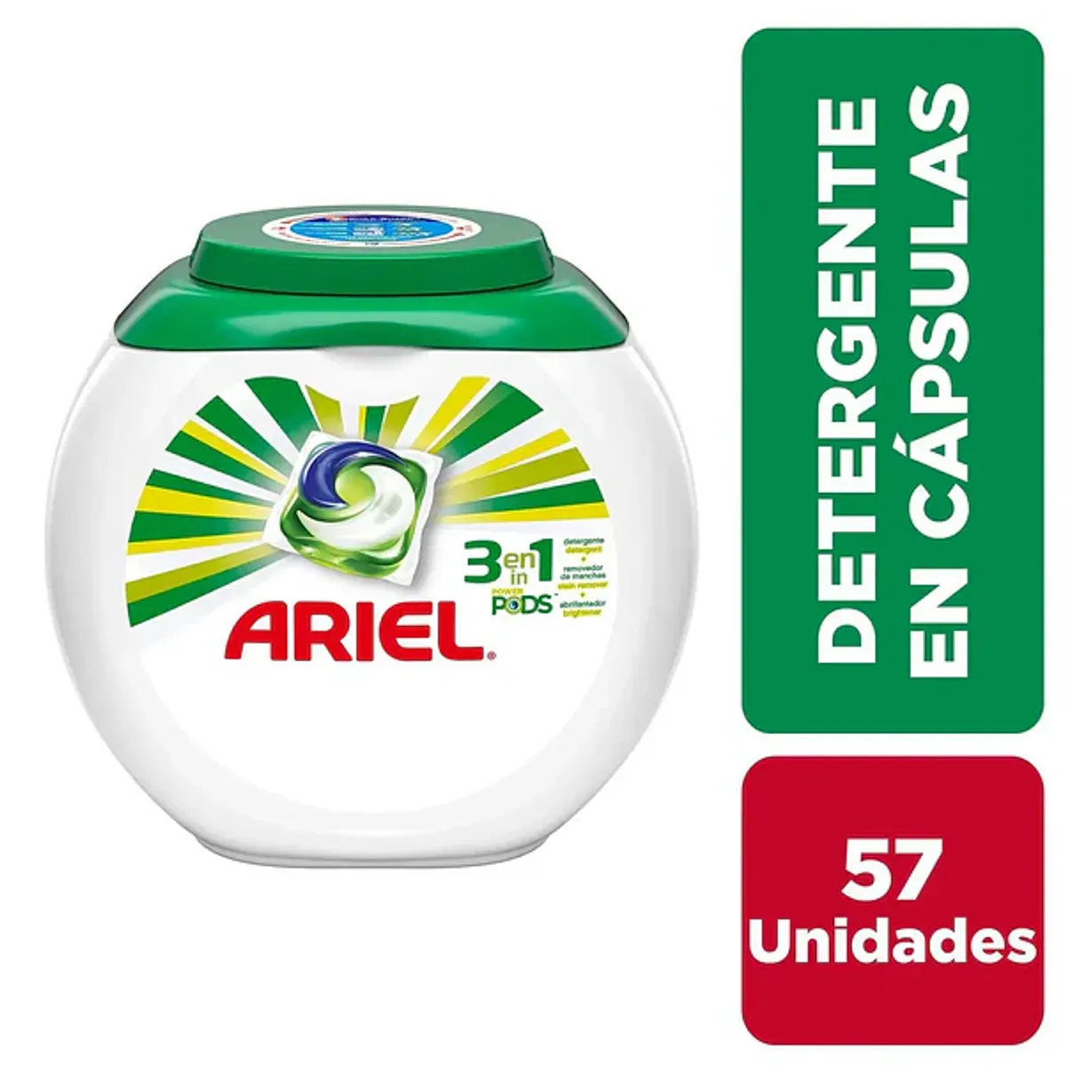 ARIEL - Detergente Ariel Pods 3 en 1 - 57 Cápsulas