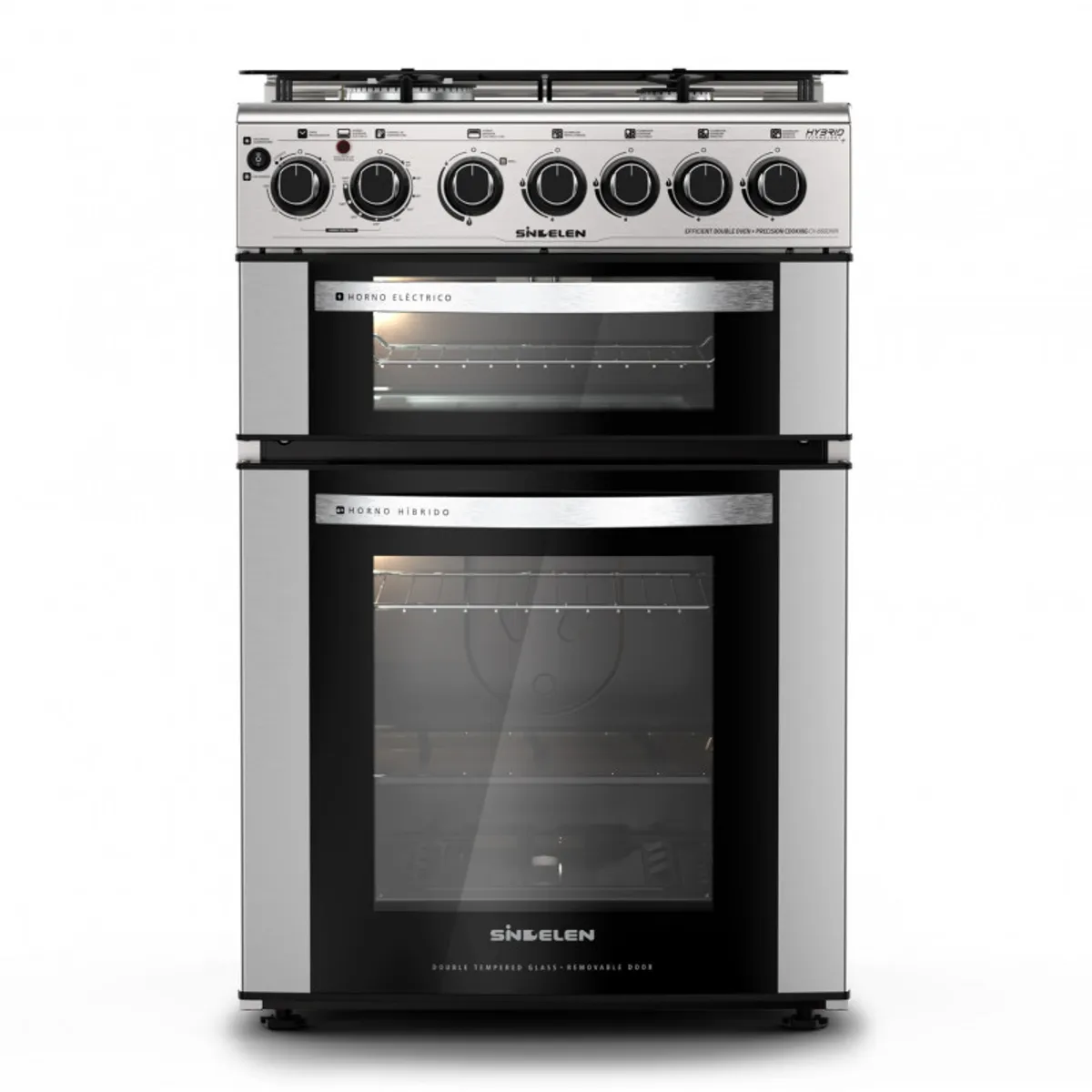 SINDELEN - COCINA GAS HIBRIDA 4 PLATOS SINDELEN DOBLE HORNO CH-660DHIN