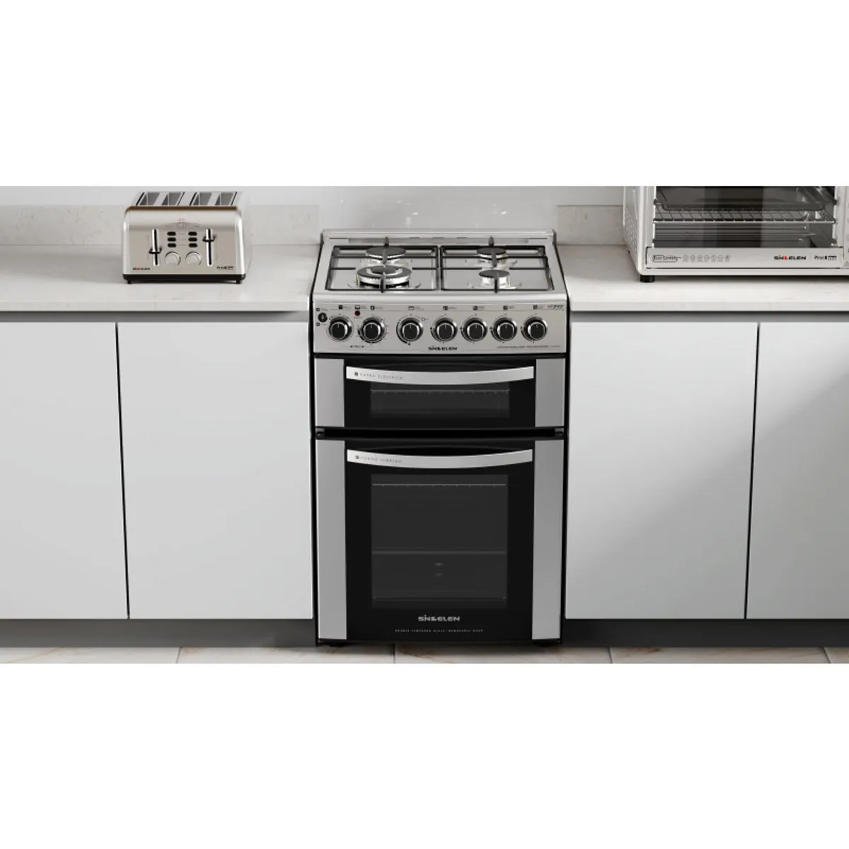 SINDELEN - COCINA GAS HIBRIDA 4 PLATOS SINDELEN DOBLE HORNO CH-660DHIN