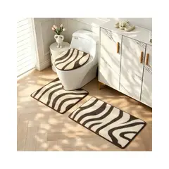 GENERICO - Set de baño conjunto 3 piezas relieve cafe y beige
