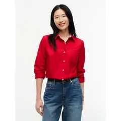 TOMMY HILFIGER - Camisa Clásica De Popelin Rojo