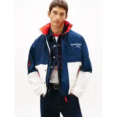 TOMMY HILFIGER - Cortavientos Oversize Color Block Azul Tommy Jeans