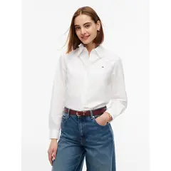 TOMMY HILFIGER - Camisa Oxford Con Logo Relaxed Fit Blanco