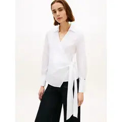 TOMMY HILFIGER - Blusa Cruzada Slim Fit Blanco