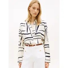TOMMY HILFIGER - Camisa Con Botones Dorados Regular Fit Blanco
