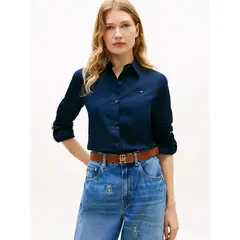 TOMMY HILFIGER - Camisa Clásica De Popelin Azul