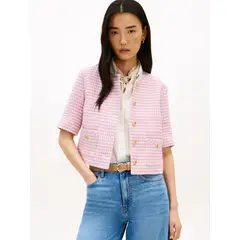 TOMMY HILFIGER - Chaqueta Tweed Con Cuello Redondo Rosado
