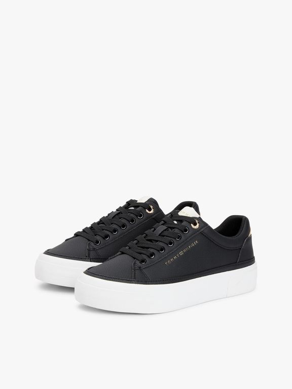 Zapatillas Foxing De Cuero Negro