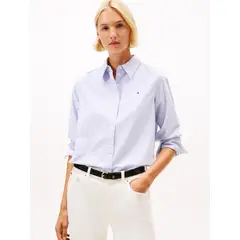 TOMMY HILFIGER - Camisa Oxford Con Logo Relaxed Fit Celeste