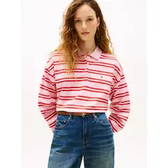 TOMMY HILFIGER - Polo 1985 A Rayas Relaxed Fit Rosado