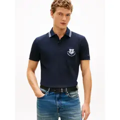 TOMMY HILFIGER - Polo Con Logo De Escudo Regular Fit Azul