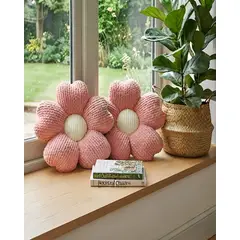 MYLHOGAR - Pack 2 Cojin Decorativo Flor Nordico Suave Felpa para Sala y Dormitorio