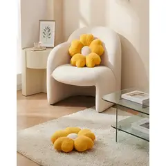 MYLHOGAR - Pack 2 Cojin Decorativo Forma de Flor Suave Peluche para Sillón y Cama