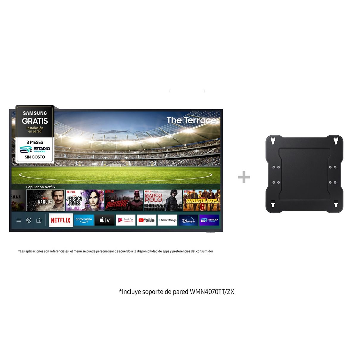 SAMSUNG - QLED 55" The Terrace 4K UHD Smart TV + Soporte De Pared WMN4070TT/ZX