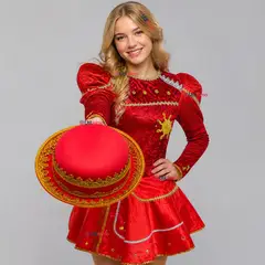 UTILISIMO - Traje Caporal Vestido Típico Con Sombrero Rojo Juvenil Fiestas Patrias