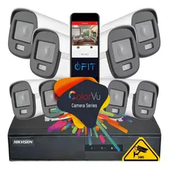 HIKVISION - Kit Seguridad 8 Camaras Colorvu FULL COLOR+ Dvr con AUDIO+Disco Duro