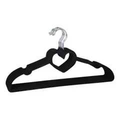 GENERICO - Pack 10 Colgadores Infantil Antideslizante Corazón Negro