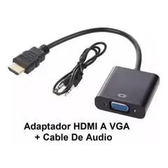 GENERICO - Adaptador Convertidor HDMI a VGA con Audio 3.5mm - Full HD 1080p