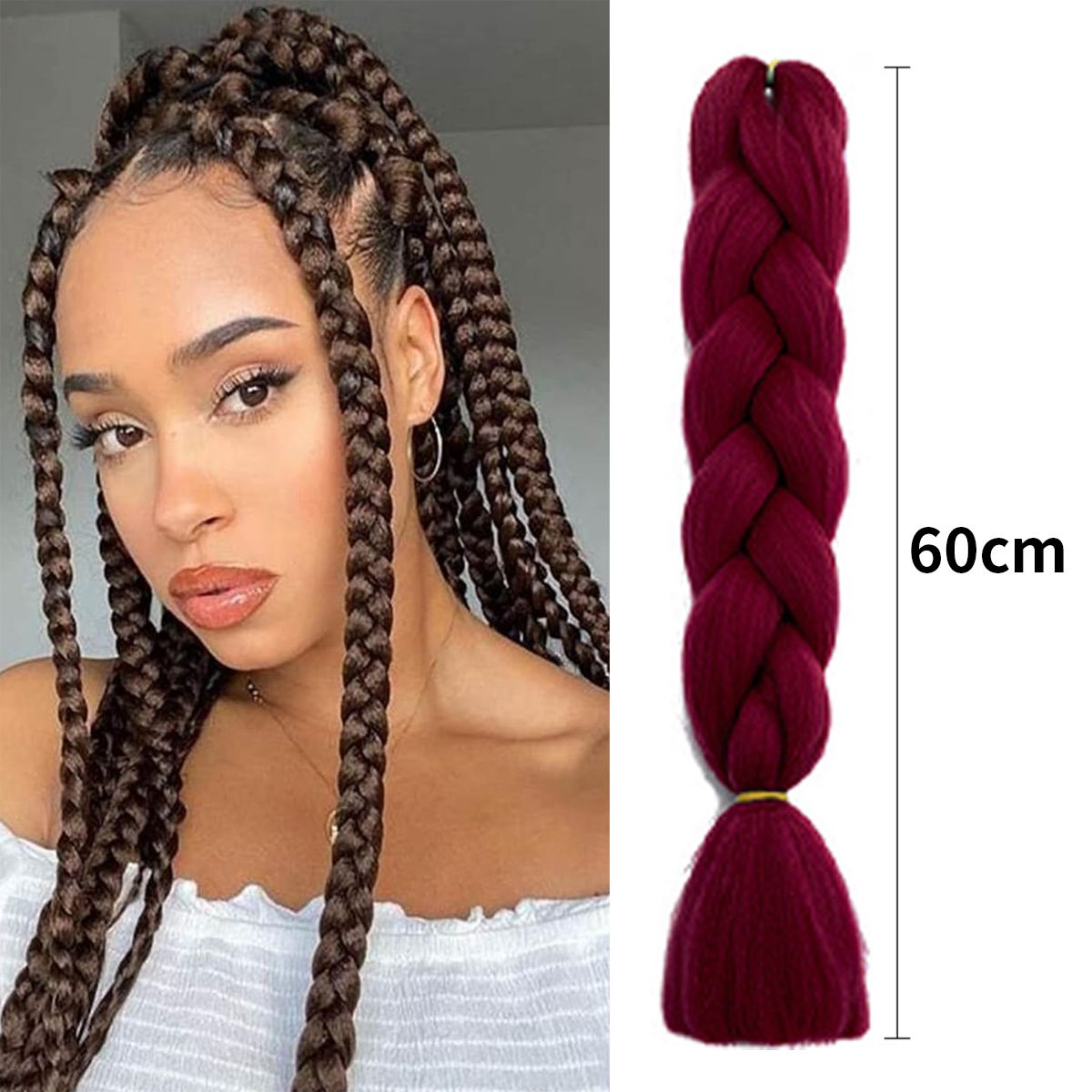 ATURE - Pack De 5 Unidades Pelucas Trenzas Grandes De Color Sólido