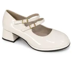 MD - Zapatos Mujer Mary Jane Charol con Correas Hebilla Dorada Taco Bajo Tacón