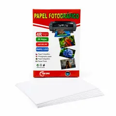 GENERICO - Papel Fotográfico 4R 20 Hojas Liso para Impresión