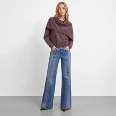 RAINDOOR - Pantalon Botones Frontales Azul Mujer