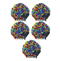 IRM - Pack X5 Luces Solares Navidad Guirnalda 10m 100 LED Multicolor Exterior Jardin Terraza Arbol IP65
