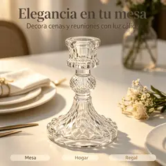 GENERICO - Candelabro clásico de vidrio tallado para vela larga 10cm*8cm