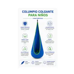GENERICO - Silla Colgante Columpio Sensorial Hamacas Interior Y Exterior Color Azul