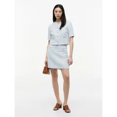 TOMMY HILFIGER - Falda Tweed Con Logo Celeste