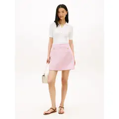 TOMMY HILFIGER - Falda Tweed Con Logo Rosado