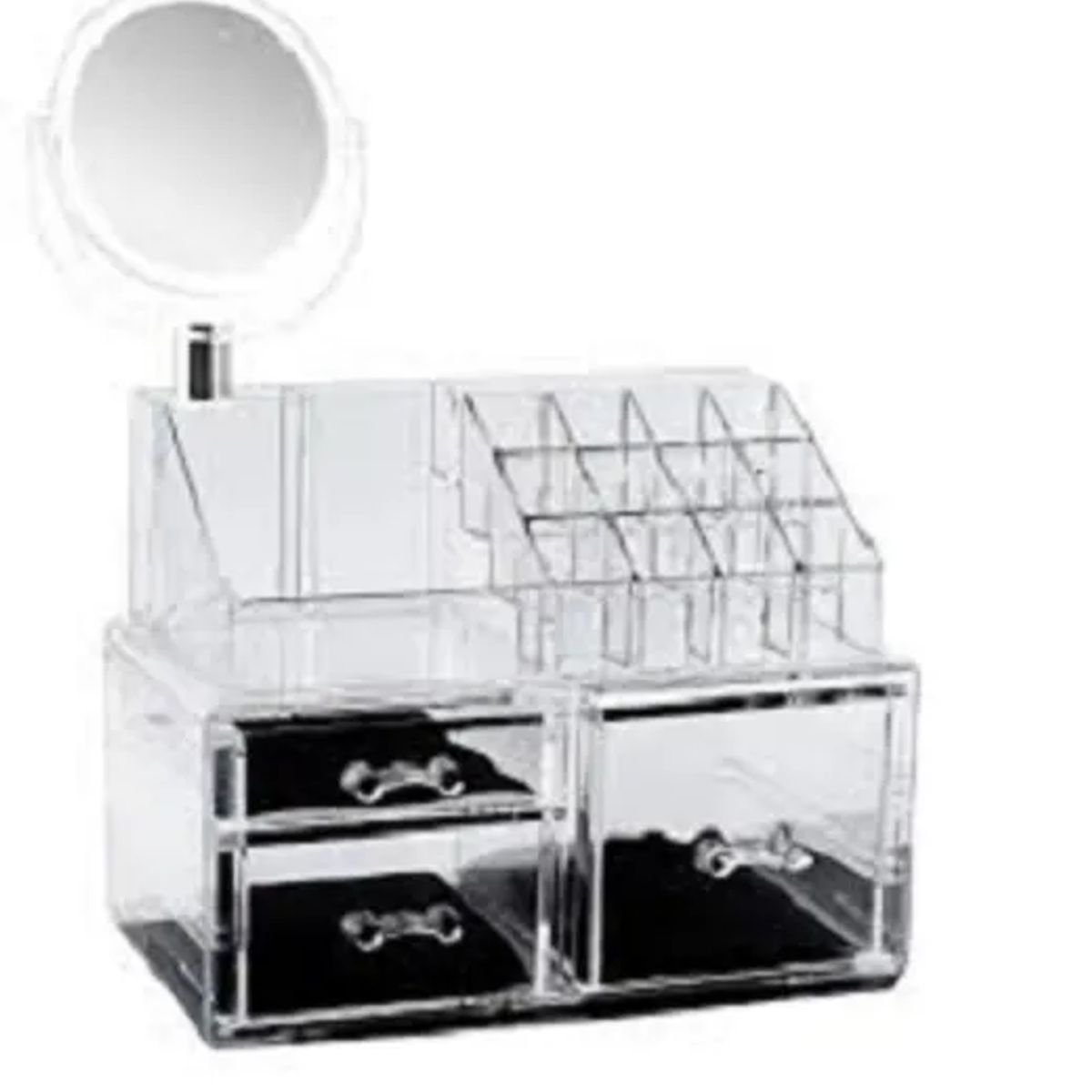 GENERICO - Organizador de Maquillaje Multifuncional con Espejo Giratorio 360° (14.5 x24 x13 cm)