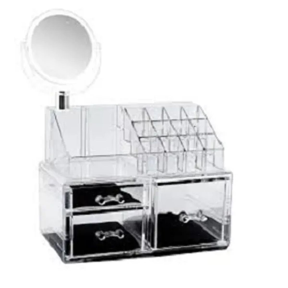 GENERICO - Organizador de Maquillaje Multifuncional con Espejo Giratorio 360° (14.5 x24 x13 cm)