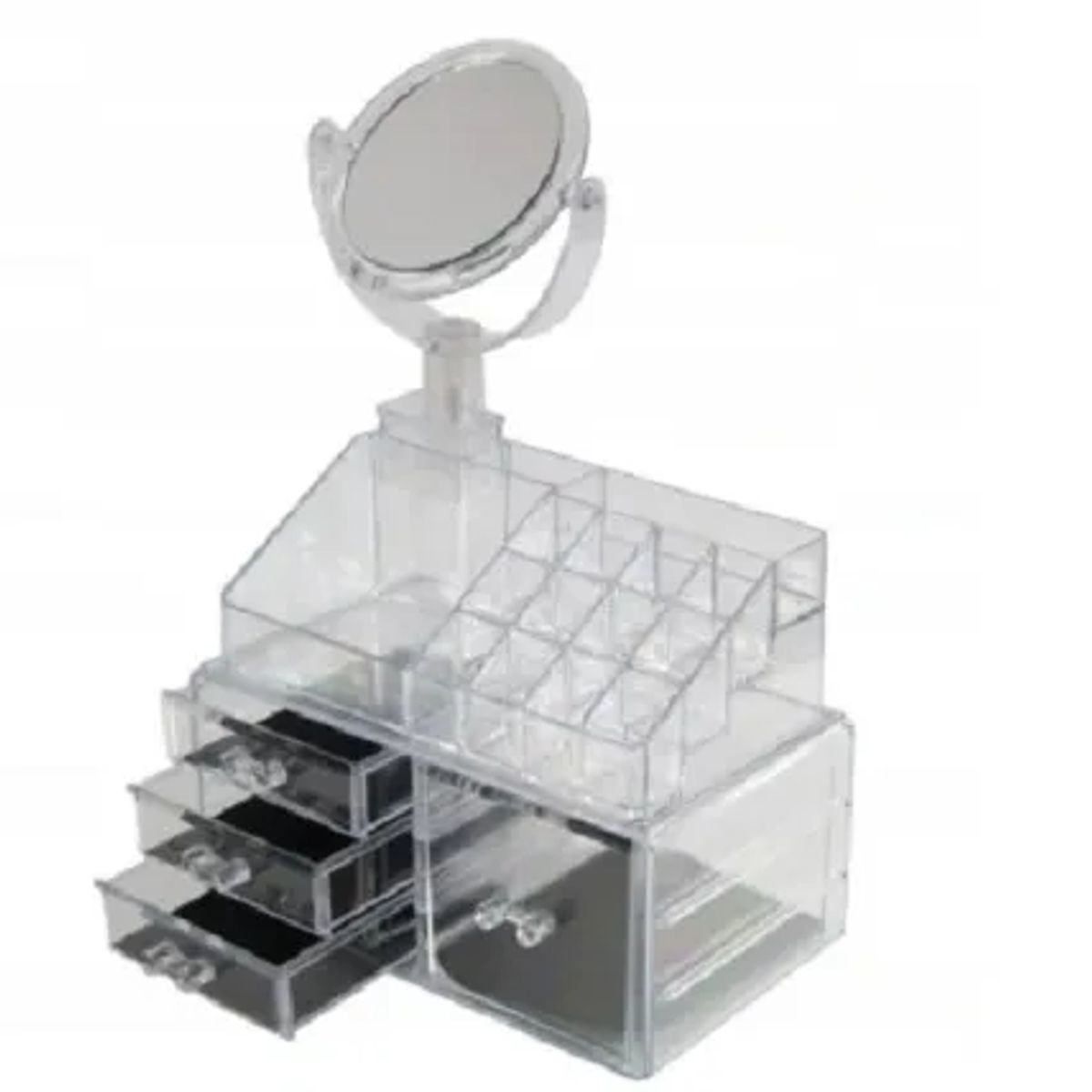 GENERICO - Organizador de Maquillaje Multifuncional con Espejo Giratorio 360° (14.5 x24 x13 cm)