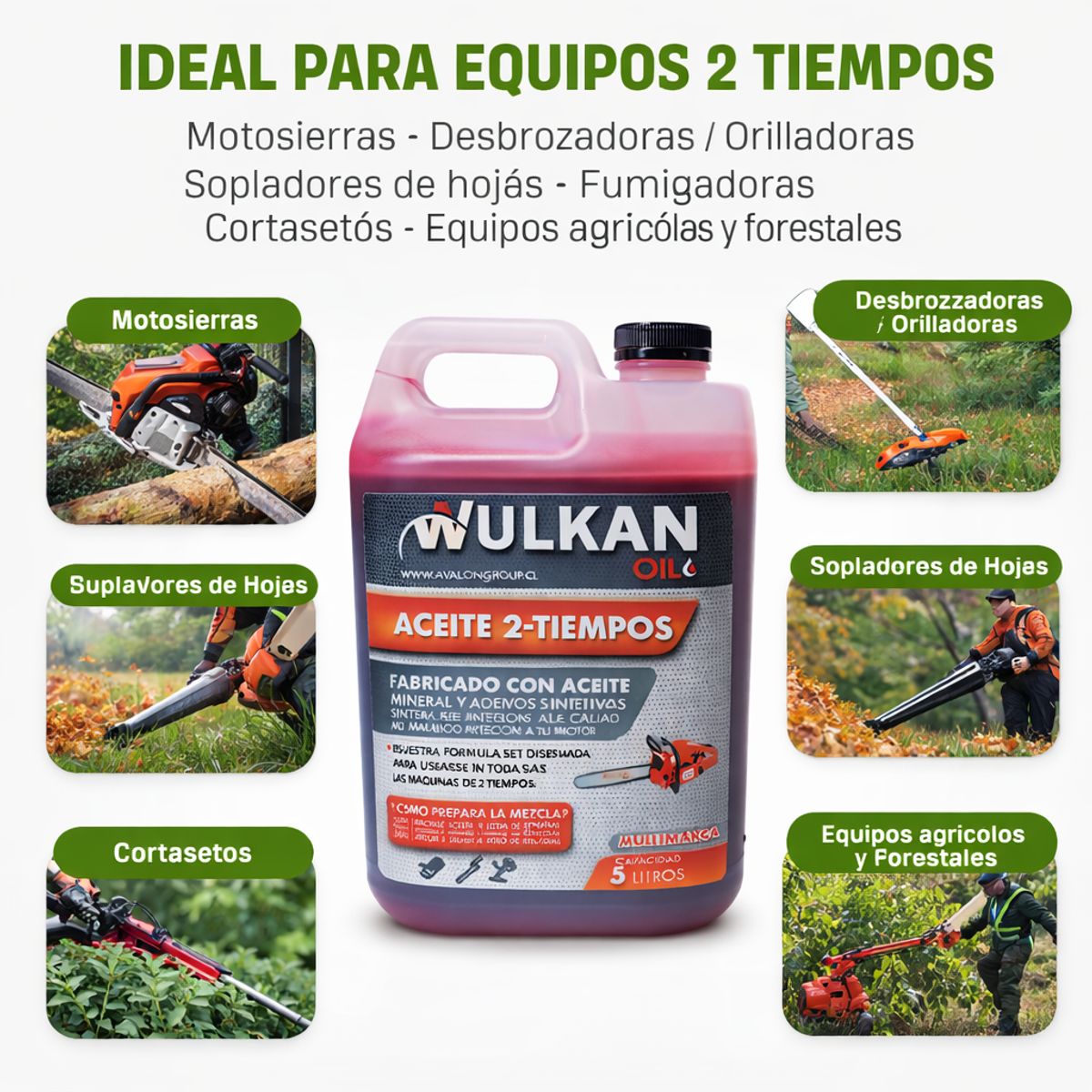 WULKAN OGNIA - Aceite Para Mezcla 2 Tiempos Wulkan 5 Litros