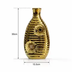 GENERICO - Florero Decorativo Dorado Moderno 30 cm Diseño Floral Elegante