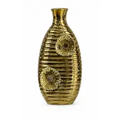 GENERICO - Florero Decorativo Dorado Moderno 30 cm Diseño Floral Elegante