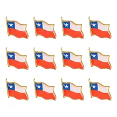 GENERICO - 12 Piocha, Pin, Bandera Chilena Metálica, Botón, Chile