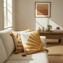 TODOHOGAR SANTIAGO DE CHILE - Set De 2 Cojines Boho Sol Naciente Mostaza 45 × 45 Cm
