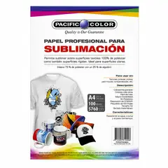PACIFIC COLOR - Papel Profesional Para Sublimación A4 100hojas 5760dpi