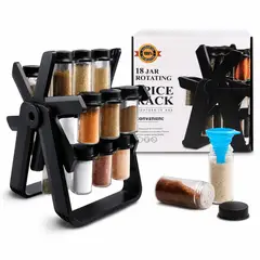 GENERICO - Rack Especiero Giratorio 18 Frascos Vidrio Cocina Moderno