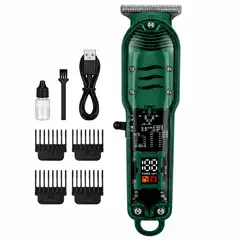 GENERICO - Máquina Cortadora de Pelo y Patillera Inalámbrica HLS-T08 - VERDE-OSCURO